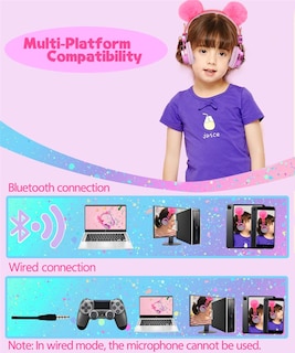 Foto 3 | Venta Internacional - Auriculares Bluetooth Svyhuok Pompon Kids Para Niñas/niños Con M
