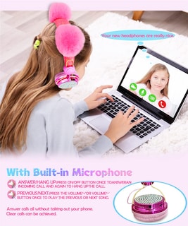Foto 4 | Venta Internacional - Auriculares Bluetooth Svyhuok Pompon Kids Para Niñas/niños Con M