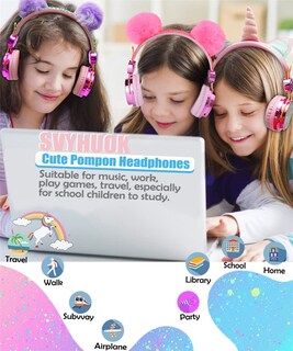 Foto 6 | Venta Internacional - Auriculares Bluetooth Svyhuok Pompon Kids Para Niñas/niños Con M
