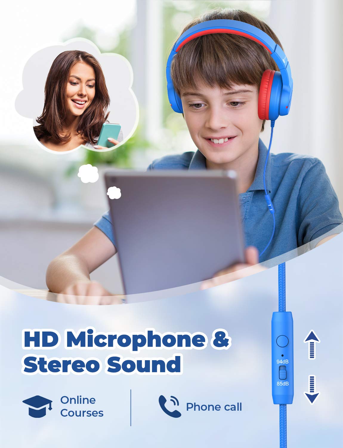 Foto 2 | Venta Internacional - Auriculares Iclever Funshare Plegables De 3,5 Mm Con Cable Para Niños 85/94d