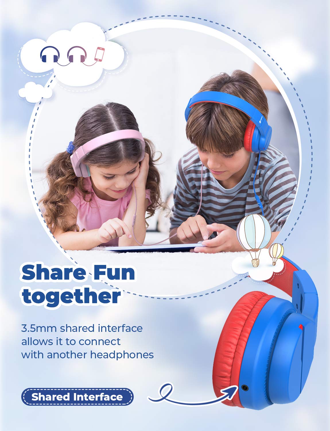 Foto 6 pulgar | Venta Internacional - Auriculares Iclever Funshare Plegables De 3,5 Mm Con Cable Para Niños 85/94d