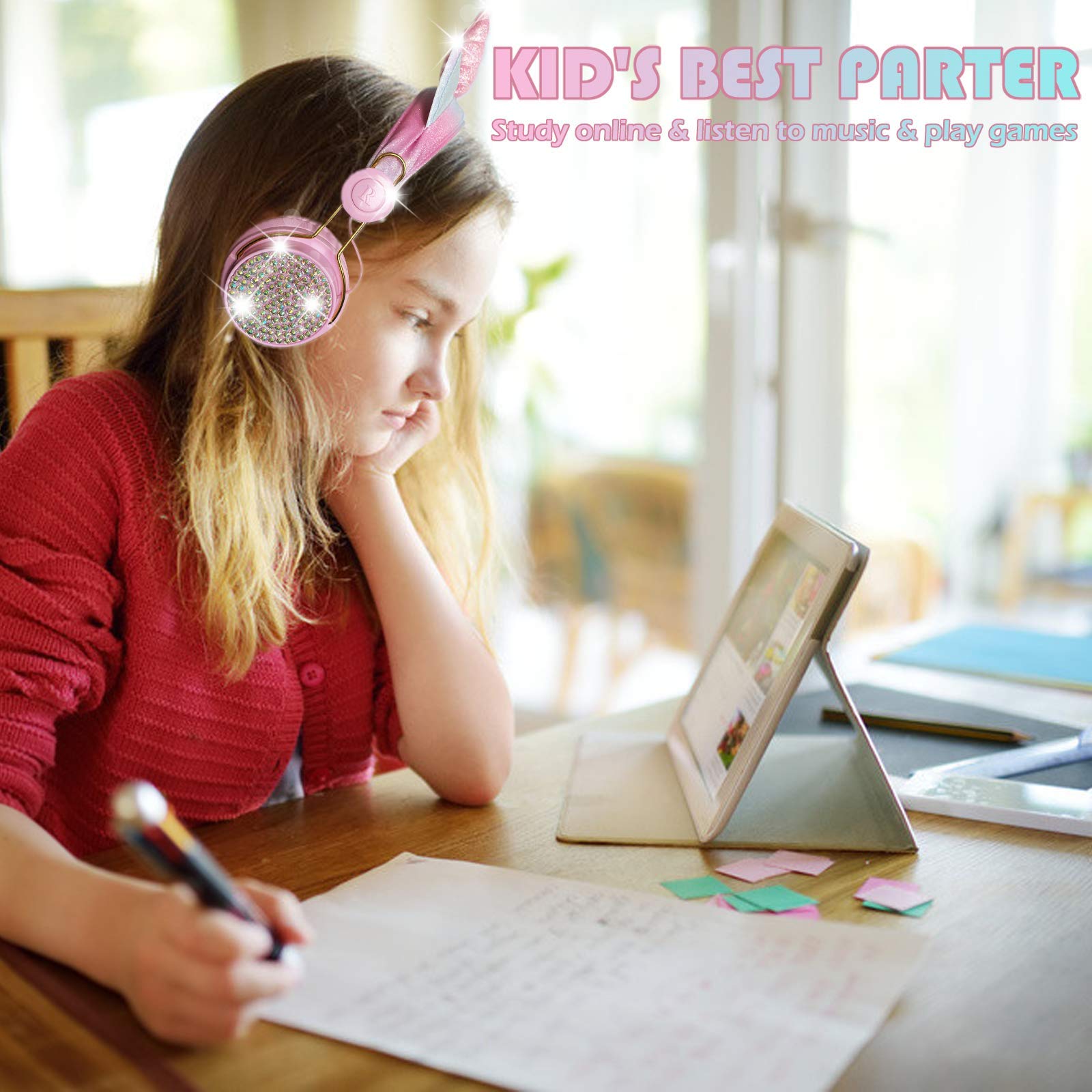 Foto 3 pulgar | Auriculares Inalámbricos Svyhuok Unicorn Cat Ear Kids Pink - Venta Internacional