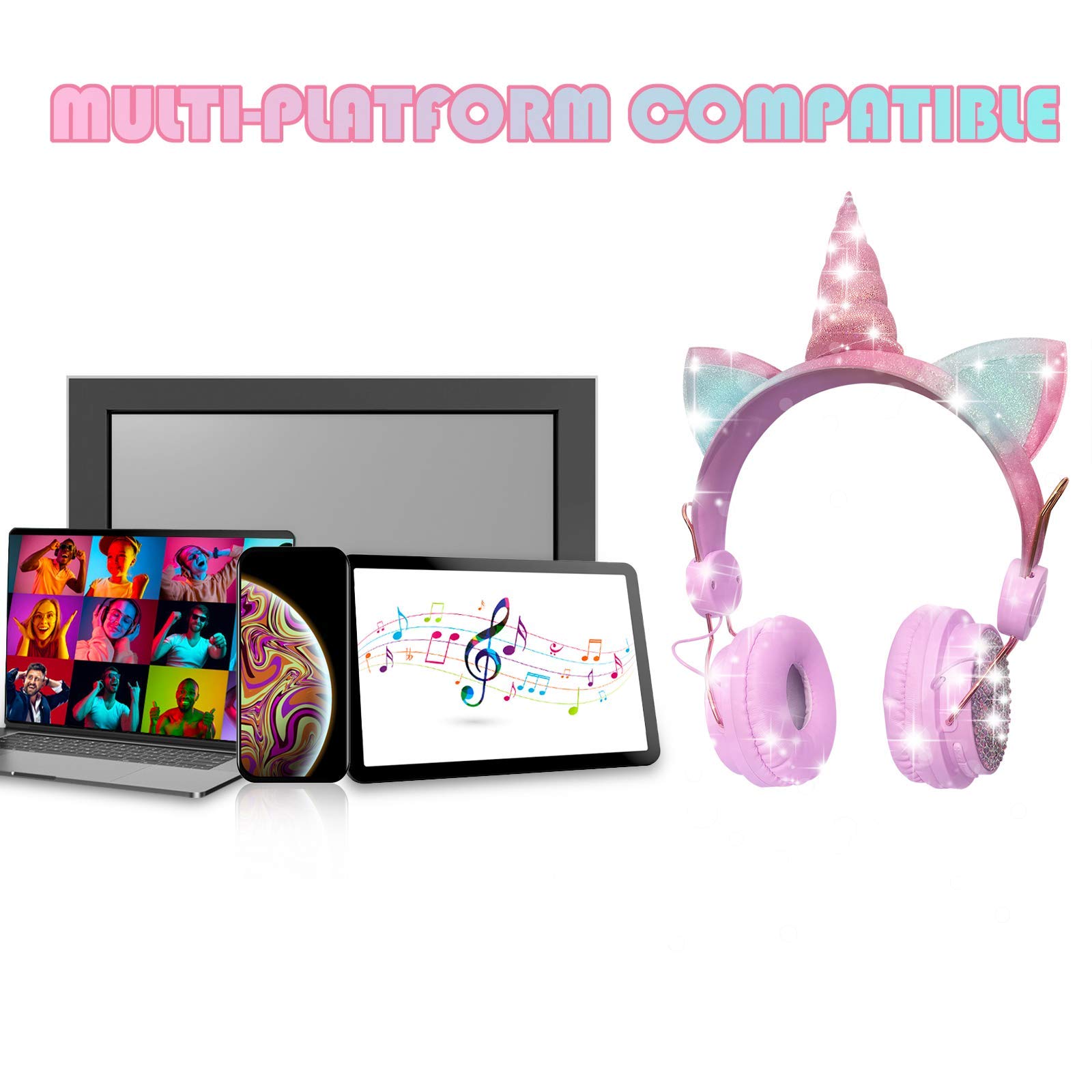 Foto 8 pulgar | Auriculares Inalámbricos Svyhuok Unicorn Cat Ear Kids Pink - Venta Internacional