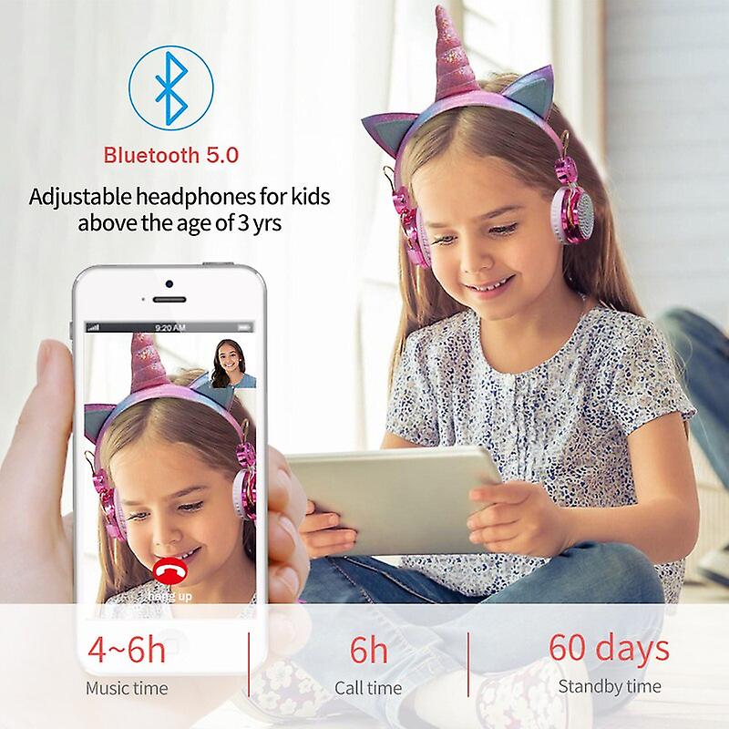 Foto 4 pulgar | Venta Internacional - Auriculares Inalámbricos Bluetooth Cute Unicorn Con Micrófono Para Niñas