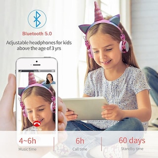 Foto 3 | Venta Internacional - Auriculares Inalámbricos Bluetooth Cute Unicorn Con Micrófono Para Niñas