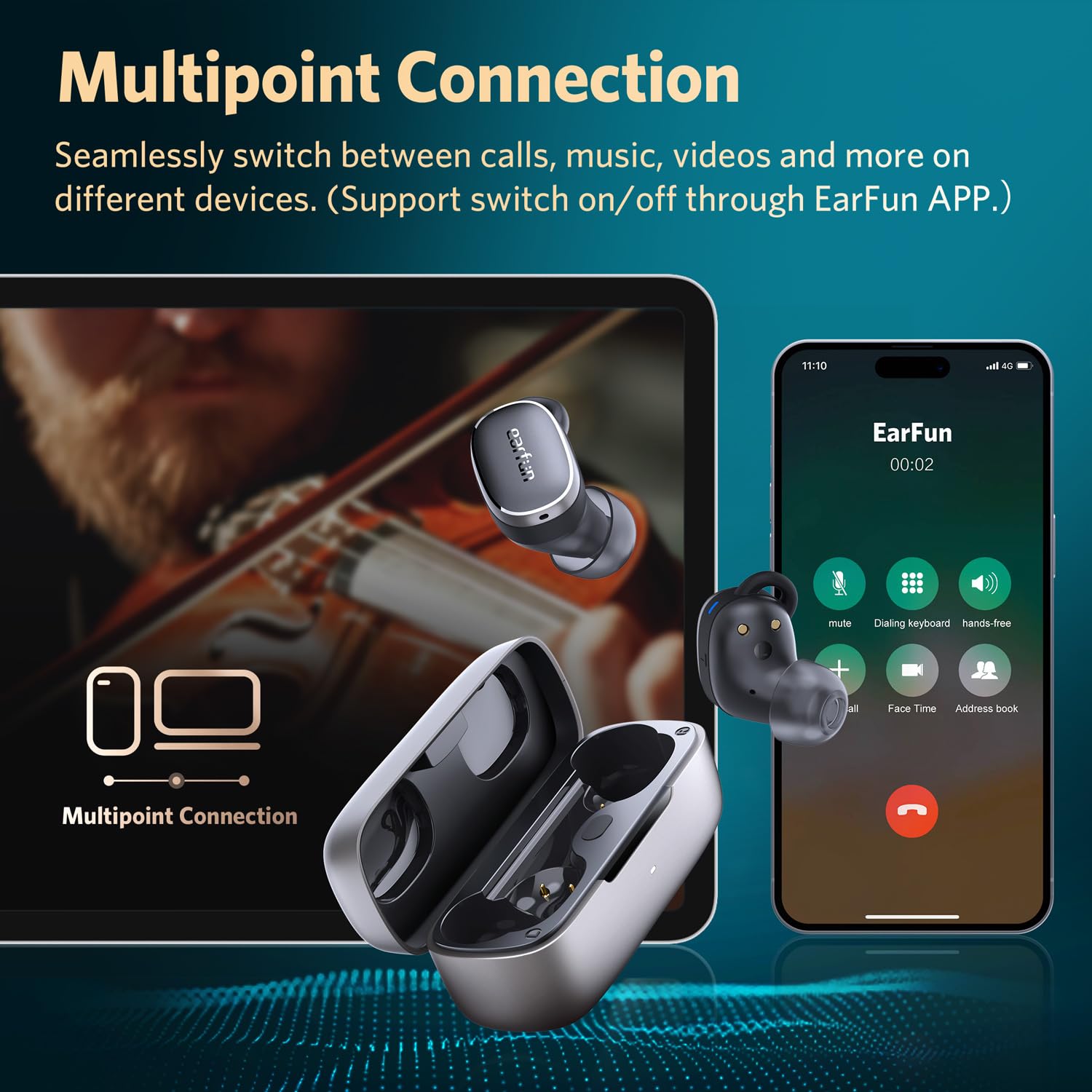 Foto 8 pulgar | Audífonos True Wireless Earfun con Bluetooth-Venta Internacional