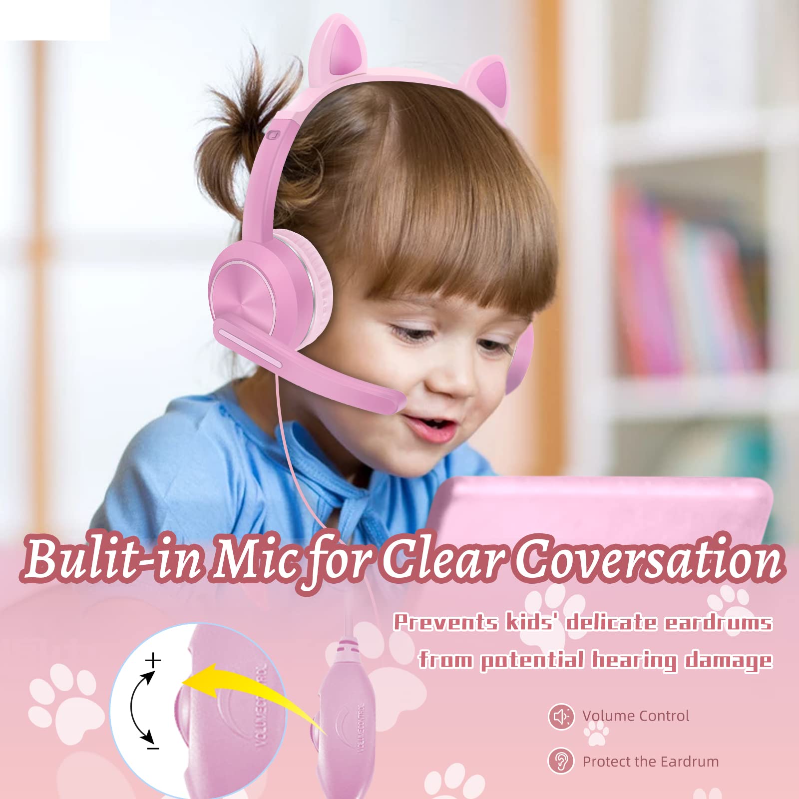 Foto 4 pulgar | Venta Internacional - Auriculares Akz Cn Com Kids Cat Ear Con Micrófono Y Conector De 3,5 Mm