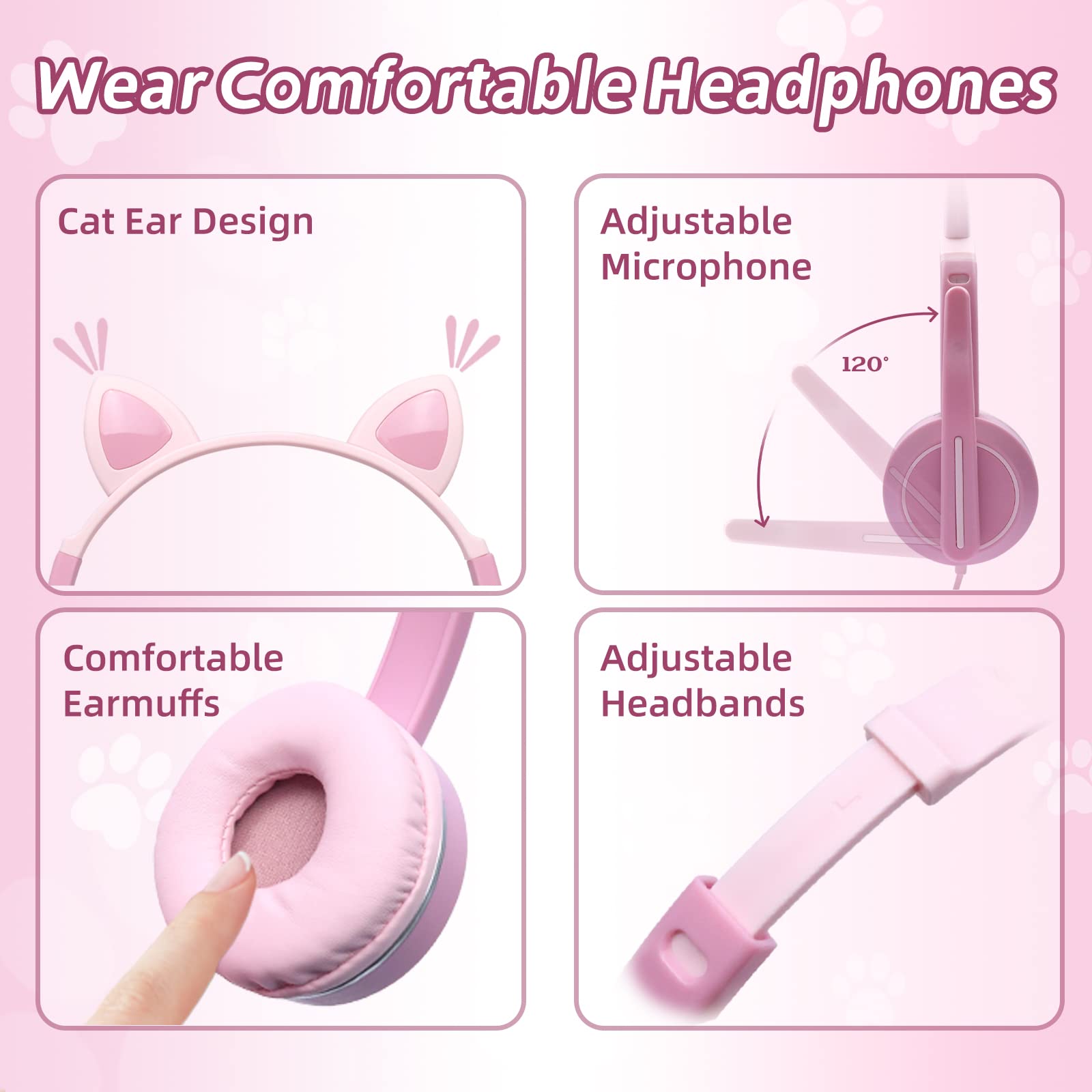 Foto 5 pulgar | Venta Internacional - Auriculares Akz Cn Com Kids Cat Ear Con Micrófono Y Conector De 3,5 Mm