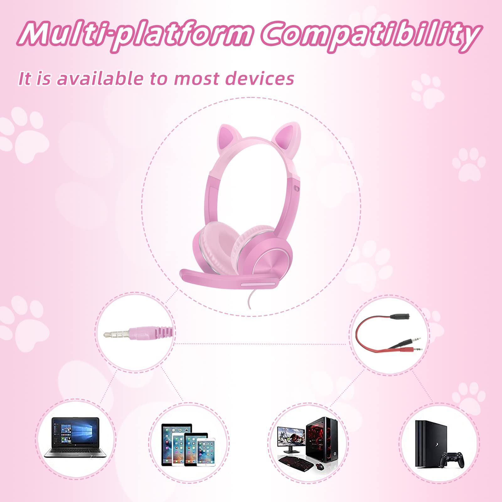 Foto 7 pulgar | Venta Internacional - Auriculares Akz Cn Com Kids Cat Ear Con Micrófono Y Conector De 3,5 Mm