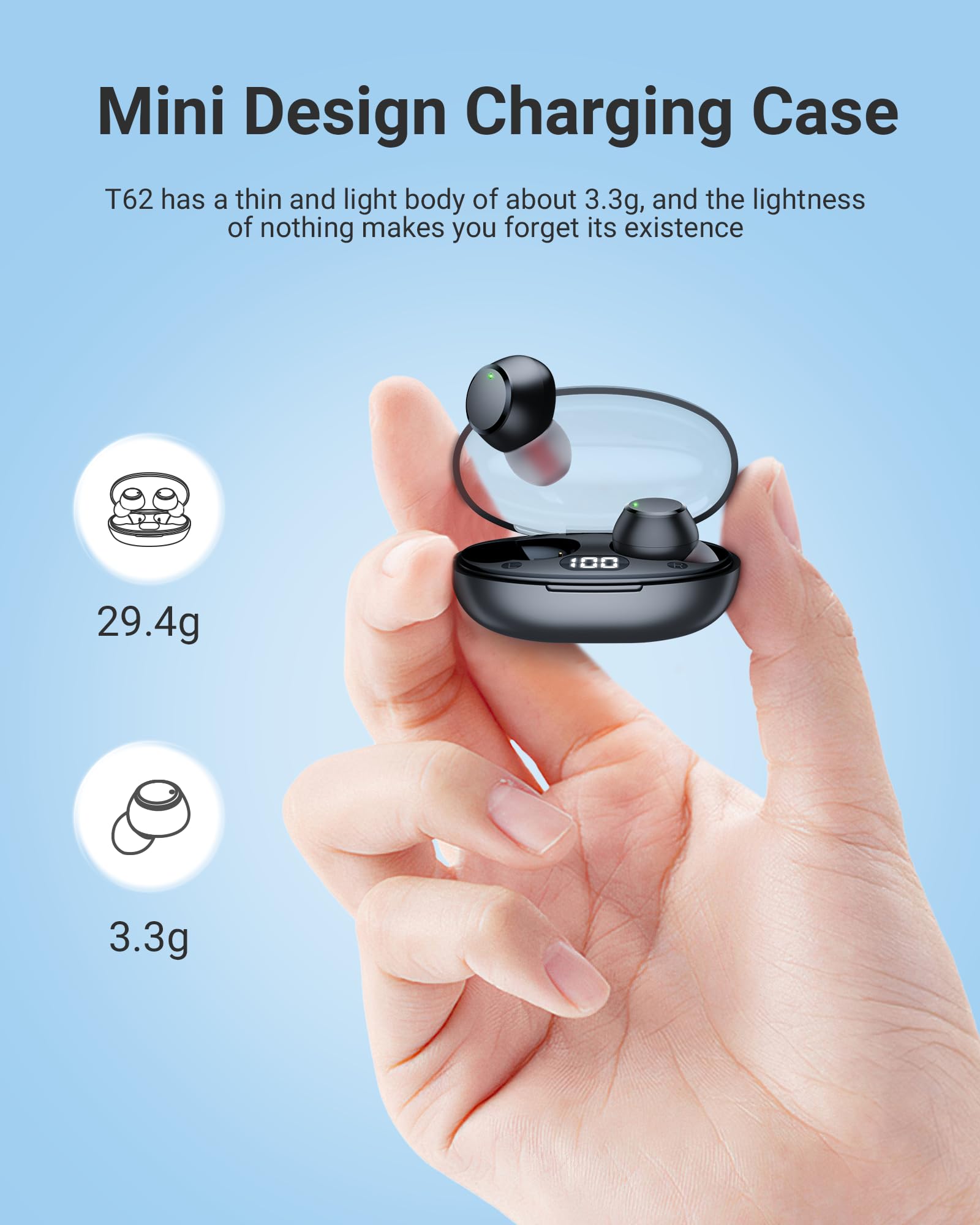 Foto 6 pulgar | Venta Internacional - Auriculares Inalámbricos Zingbird T62 2023 Bluetooth 5.3 Ipx7 Negros