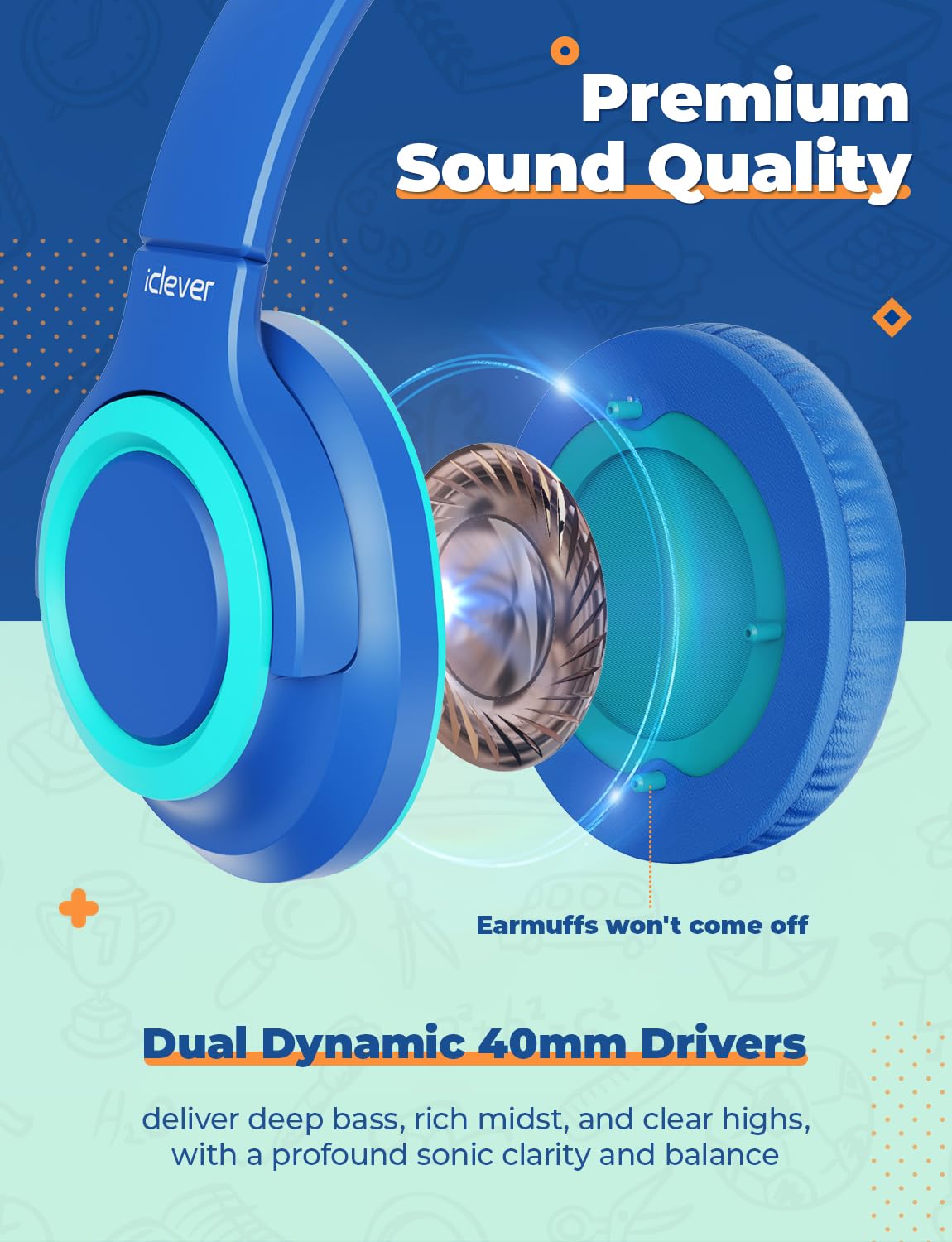 Foto 5 pulgar | Venta Internacional - Auriculares Iclever Hs22 Para Niños Con Divisor Para Compartir, Volumen De 94 Db