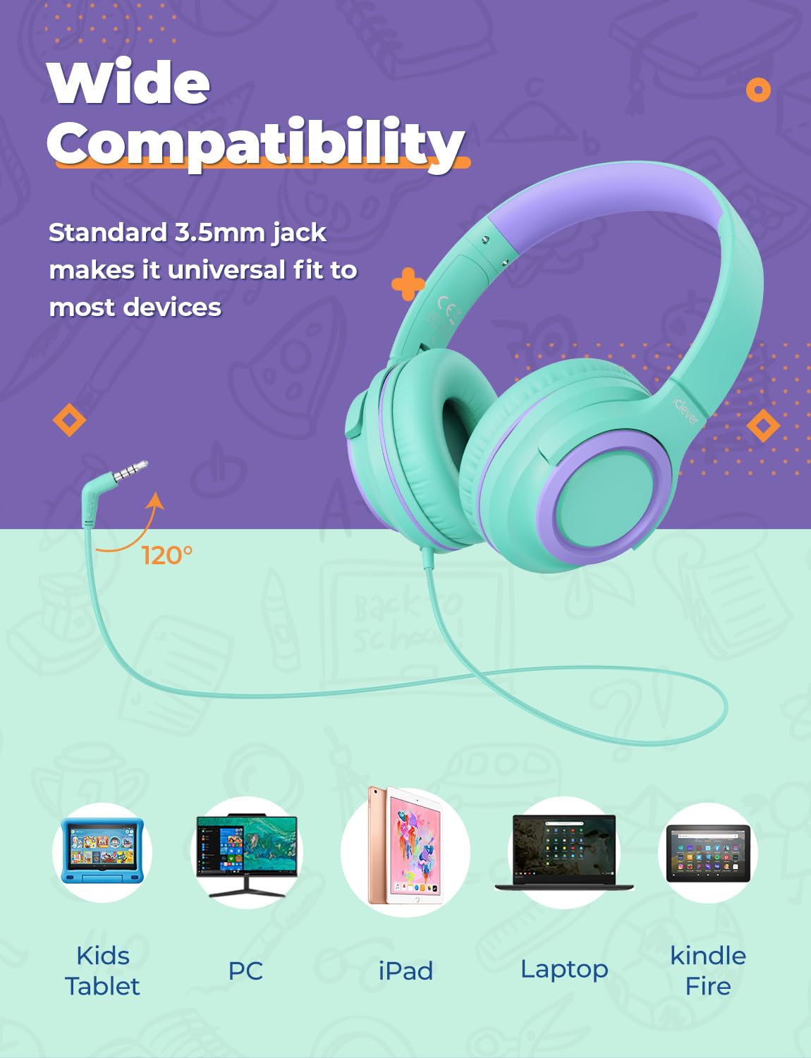 Foto 7 pulgar | Venta Internacional - Auriculares Iclever Hs22 Para Niños Con Divisor Para Compartir, Volumen De 94 Db