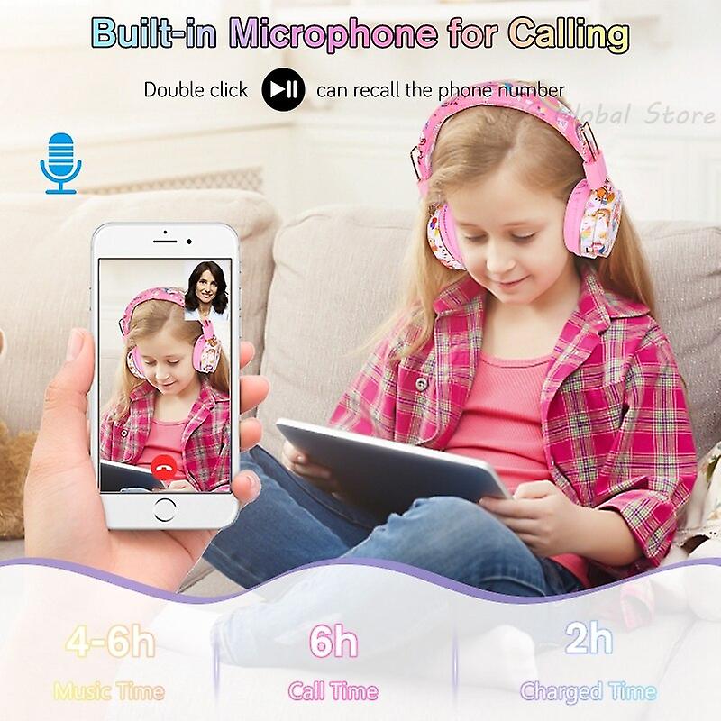 Foto 4 pulgar | Venta Internacional - Auriculares Inalámbricos Rainbow Unicorn Para Niños Y Niñas Con Micrófono