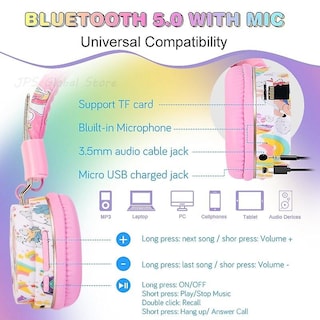 Foto 4 | Venta Internacional - Auriculares Inalámbricos Rainbow Unicorn Para Niños Y Niñas Con Micrófono