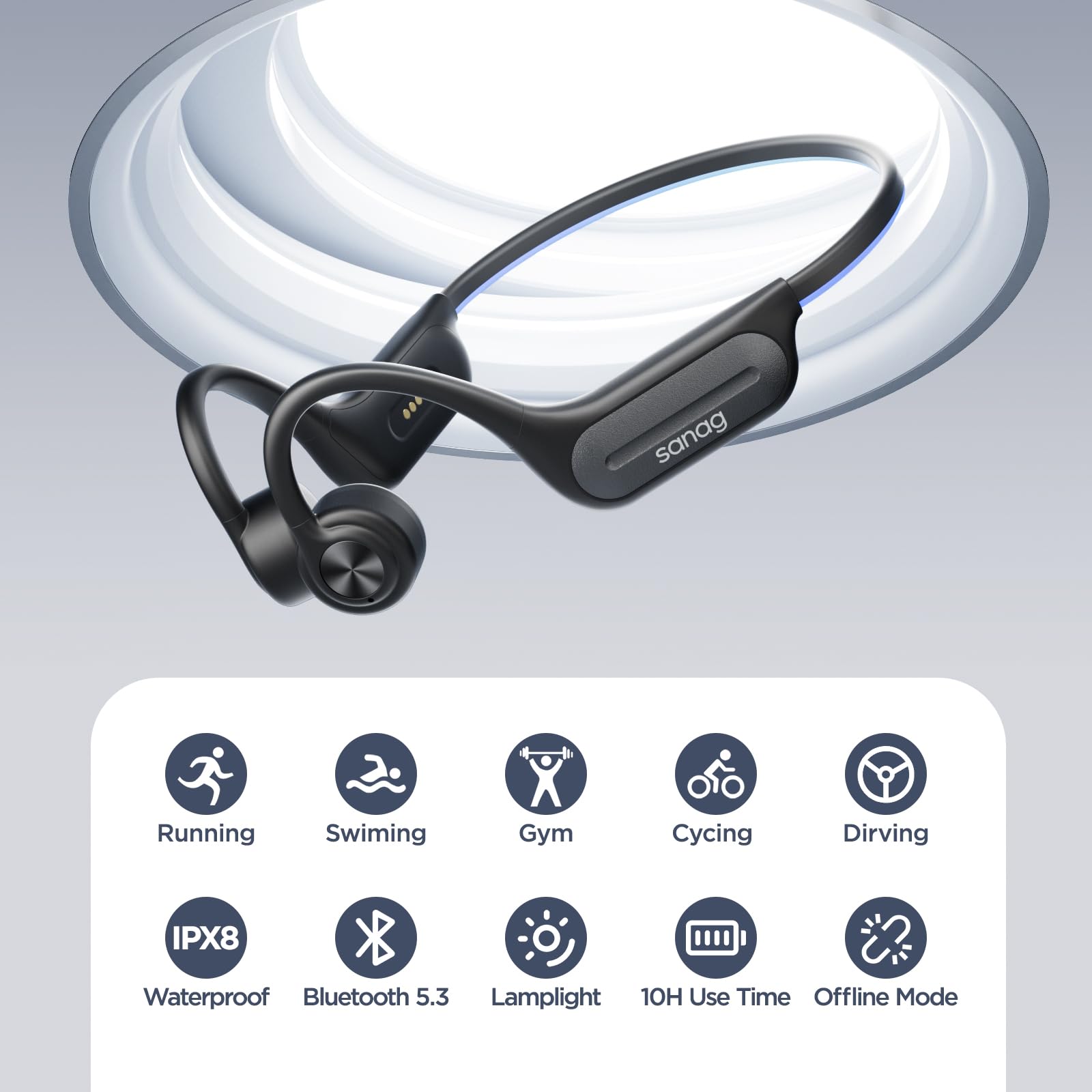 Foto 7 pulgar | Venta Internacional - Auriculares Deportivos Bluetooth De Conducción Ósea Sanag Open-ear