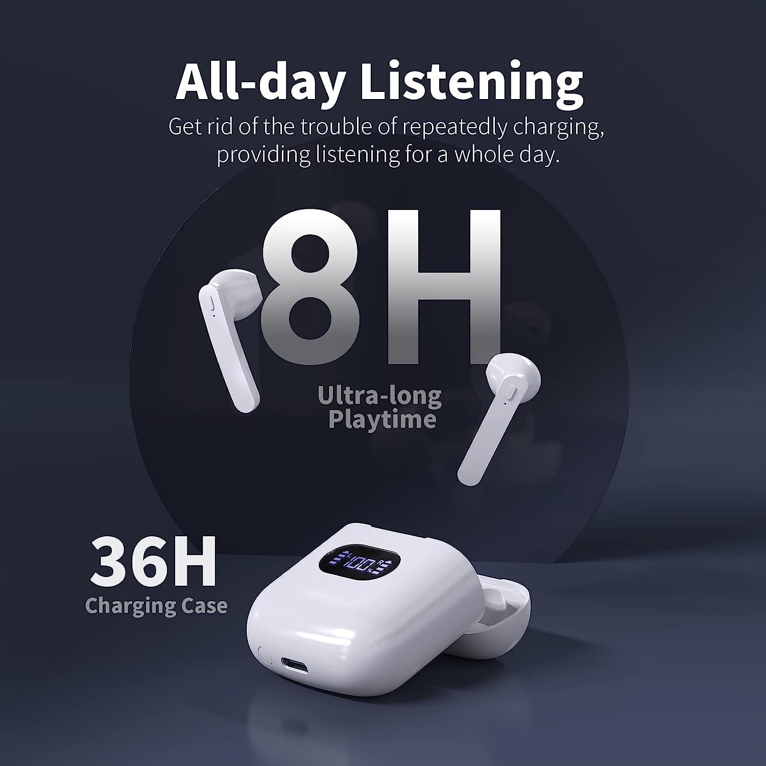Foto 7 pulgar | Audífonos True Wireles Cxk Blancos con Bluetooth-Venta Internacional
