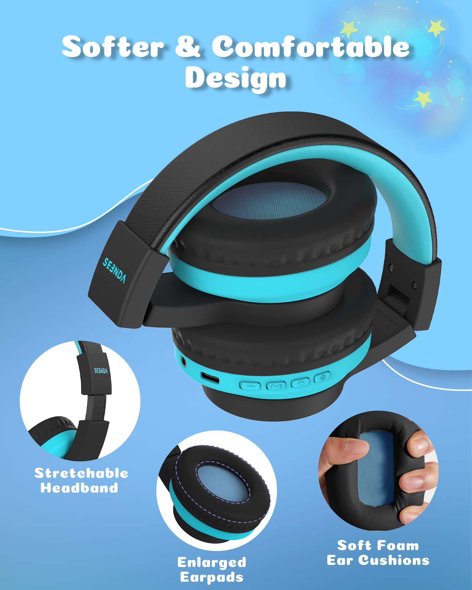 Foto 6 pulgar | Venta Internacional - Auriculares Bluetooth Seenda Kids Over Ear 45 H Playtime