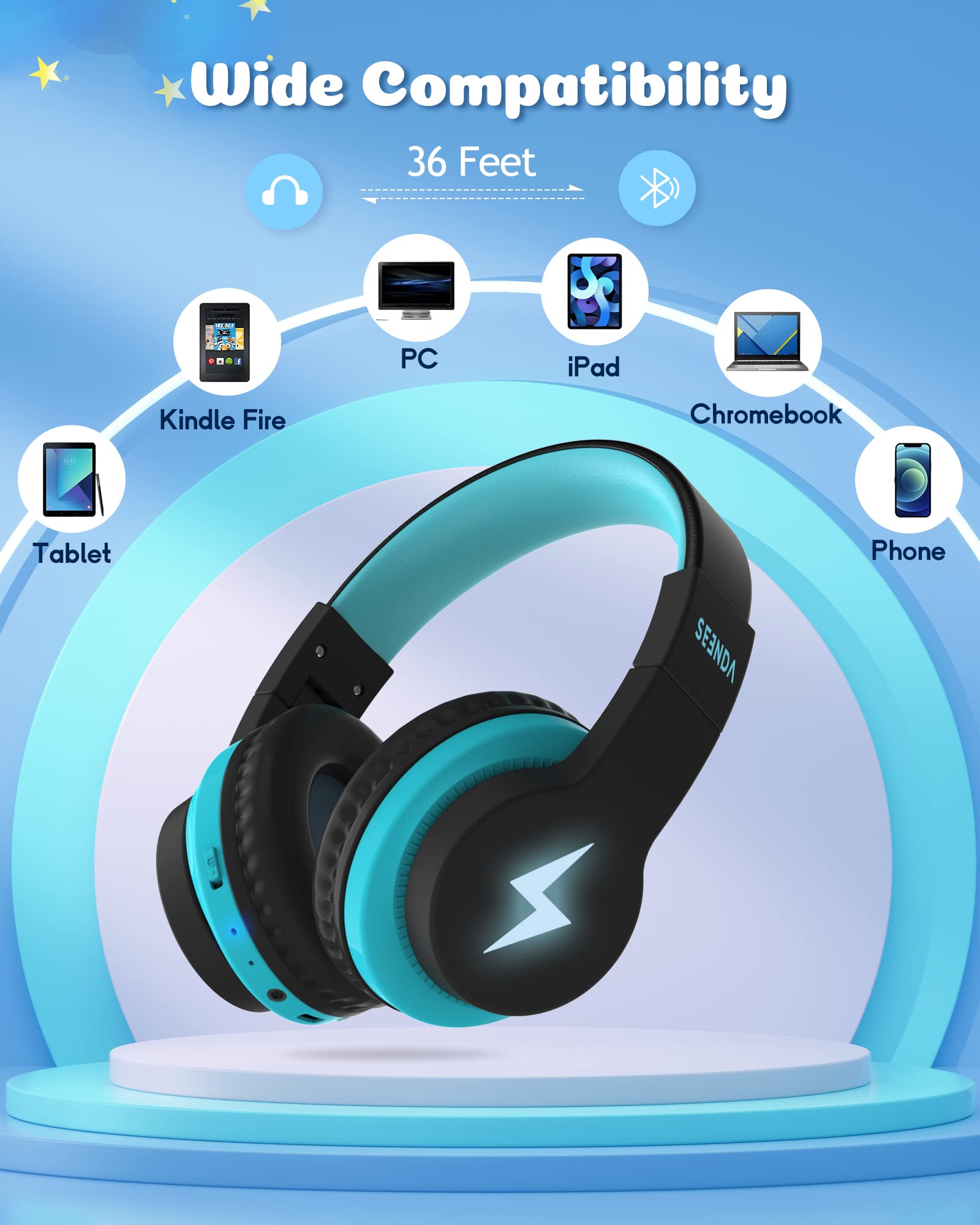 Foto 7 pulgar | Venta Internacional - Auriculares Bluetooth Seenda Kids Over Ear 45 H Playtime