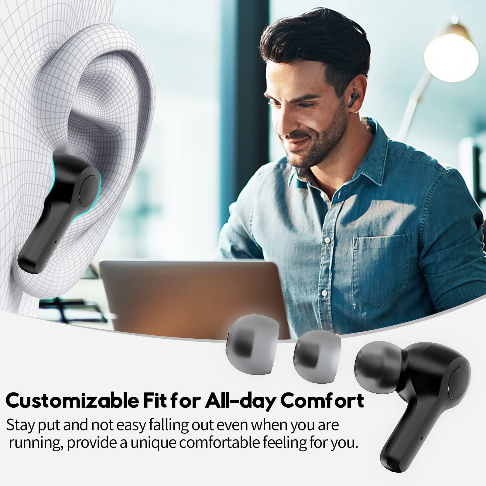 Foto 7 pulgar | Venta Internacional - Auriculares Inalámbricos Mozoter Bluetooth 5.3 Con Cancelación De Ruido