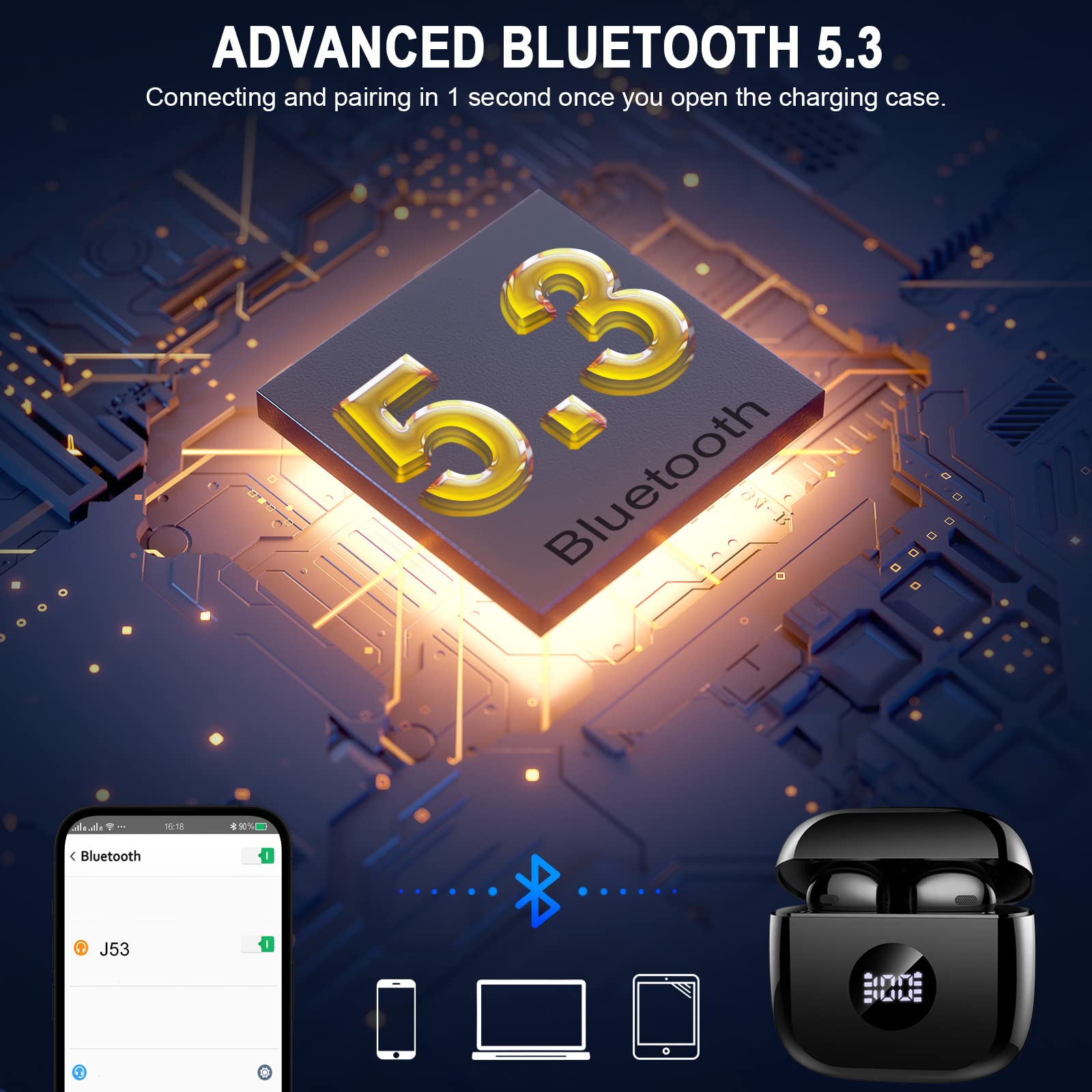Foto 4 pulgar | Audífonos True Wireless Jxrev Negros con Bluetooth-Venta Internacional