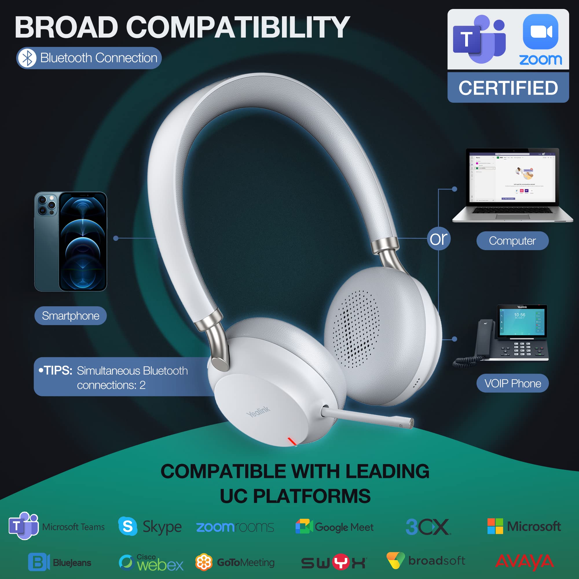 Foto 5 pulgar | Venta Internacional - Auriculares Bluetooth Yealink Bh72-lite Inalámbricos Con Micrófono 35h Talk