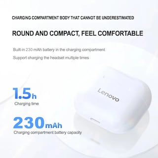 Foto 4 | Auriculares Intraurales Bluetooth Lenovo Lp40 Con Funda De 300 Mah - Venta Internacional.