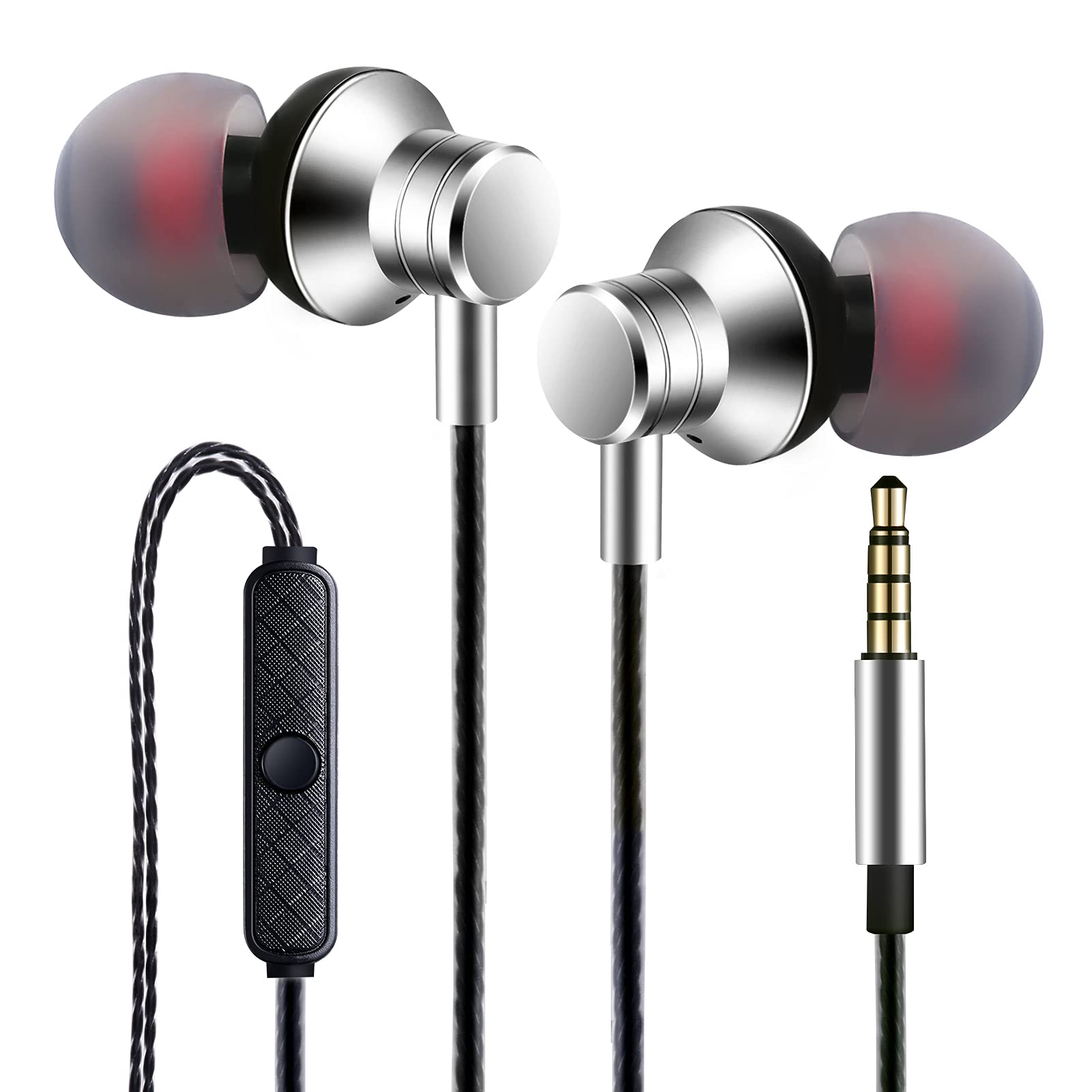 Auriculares Con Cable Empsun Con Micrófono Plateados - Venta Internacional.