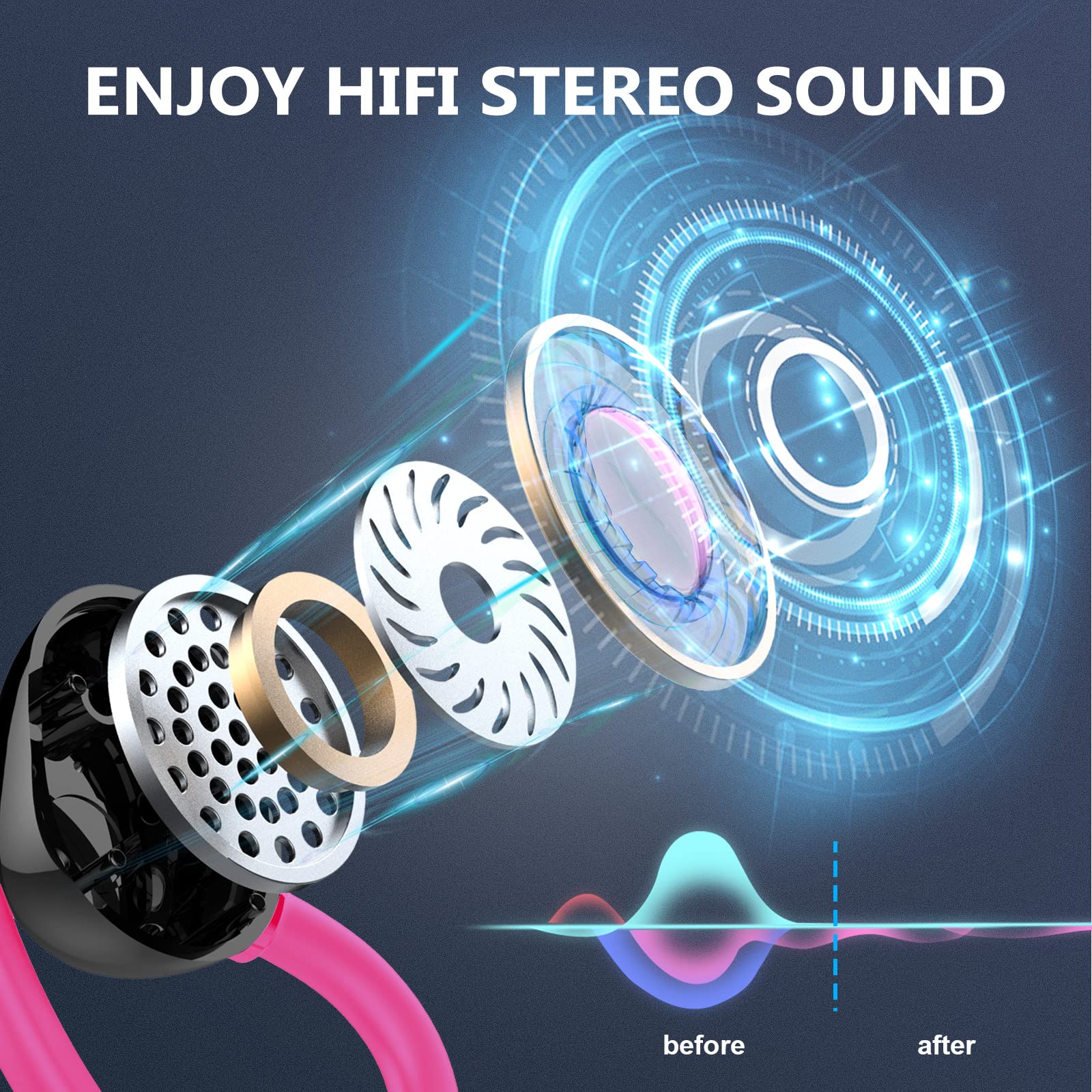 Foto 5 pulgar | Auriculares Inalámbricos Dascert Sport Bluetooth 5.3 Con Ganchos Ip7 - Venta Internacional