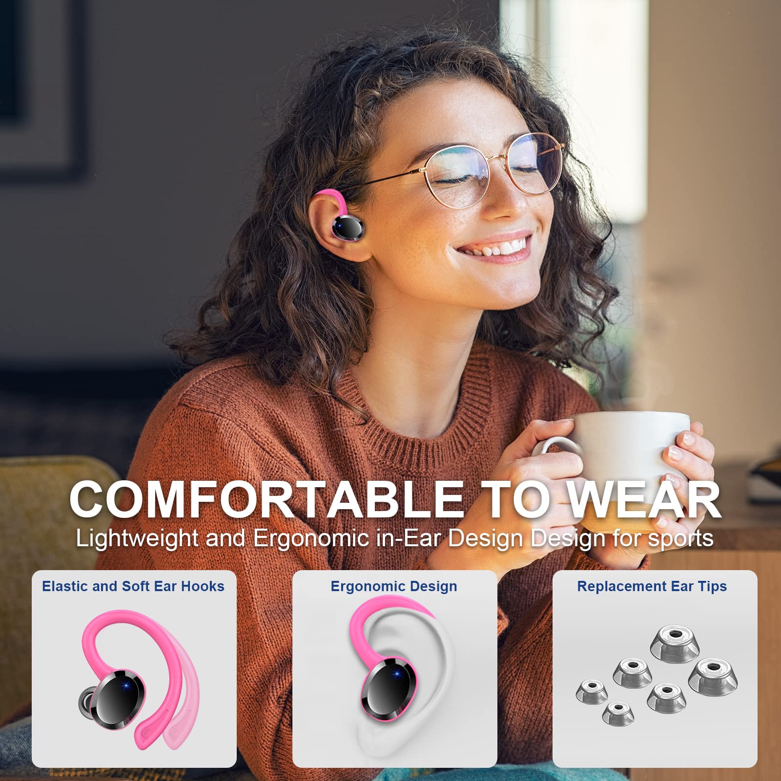 Foto 8 pulgar | Auriculares Inalámbricos Dascert Sport Bluetooth 5.3 Con Ganchos Ip7 - Venta Internacional