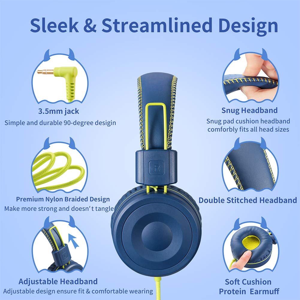 Foto 3 pulgar | Auriculares Powmee M1 Para Niños, Plegables, Ajustables, Estéreo, Azules - Venta Internacional.