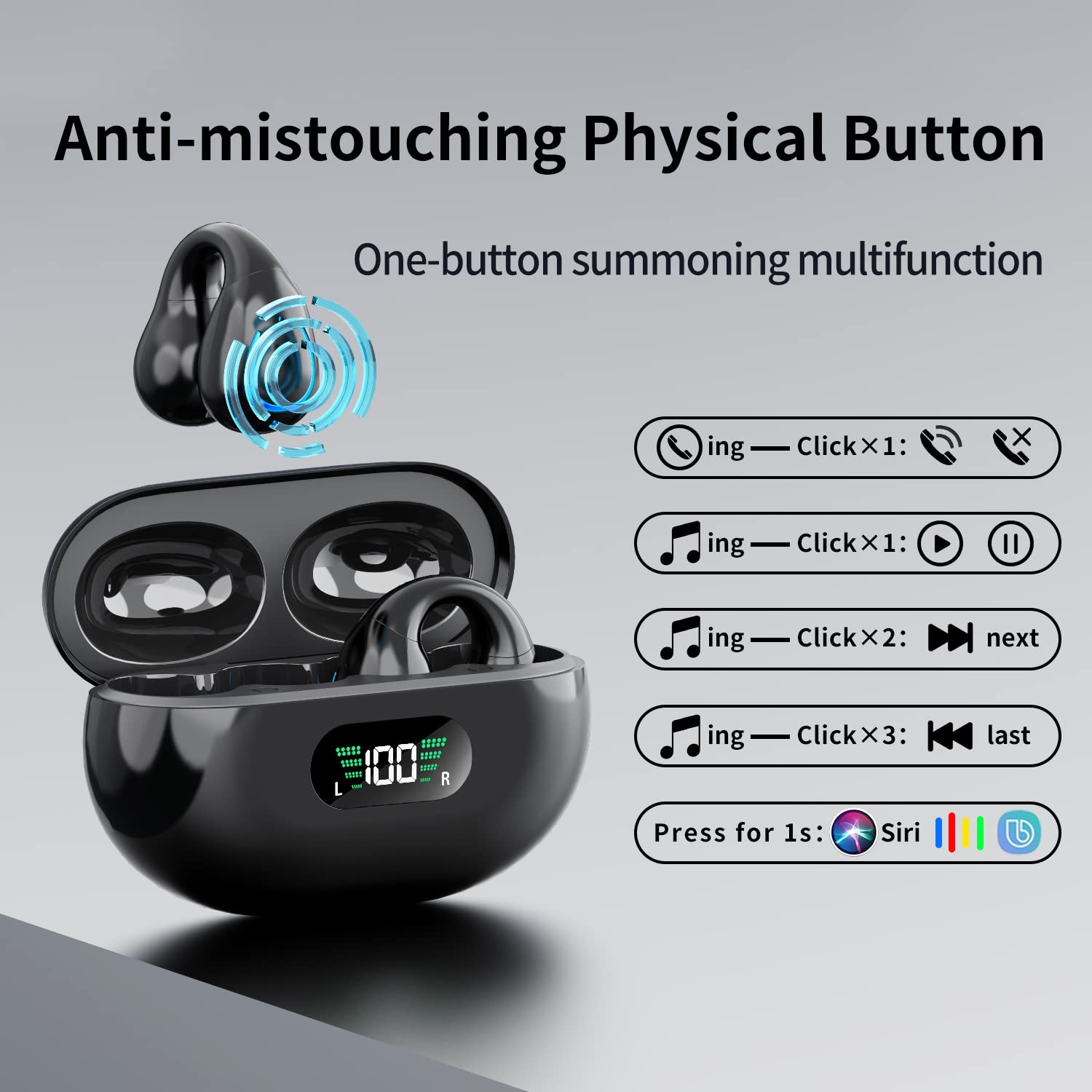 Foto 4 pulgar | Auriculares Abiertos con Clip Kinganda Wireless Bluetooth 5.3 - Venta Internacional
