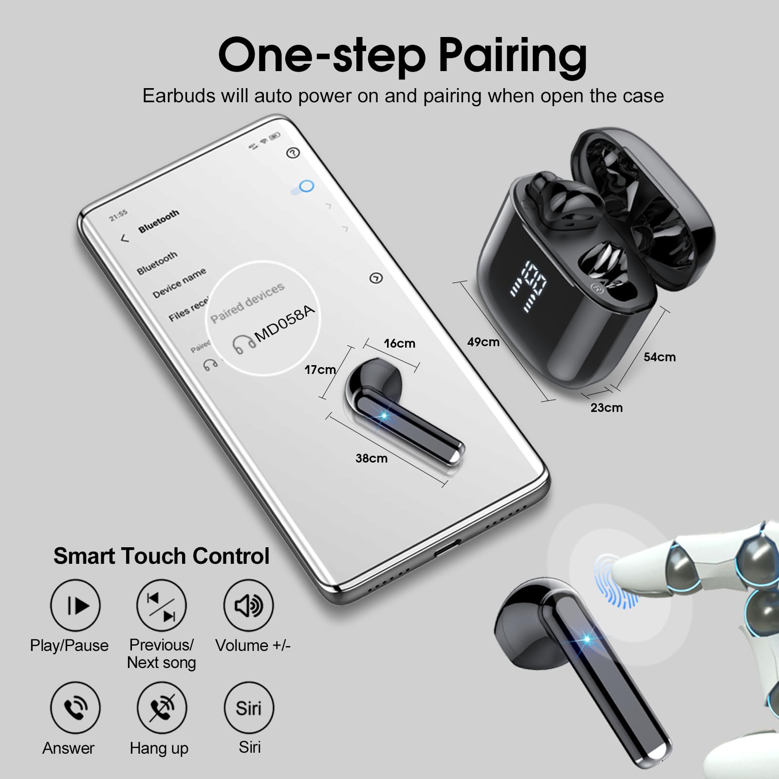 Foto 7 pulgar | Auriculares Inalámbricos OYIB MD058A Bluetooth 5.3 con 4 Micrófonos y ENC - Venta Internacional