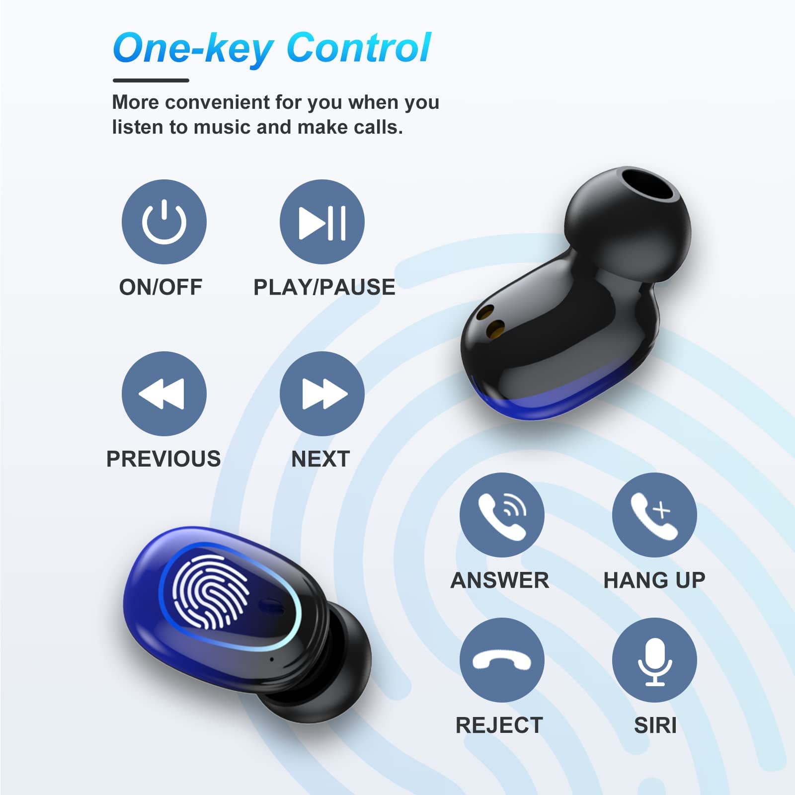 Foto 6 pulgar | Auriculares Bluetooth Kinganda True Wireless Auriculares Azules - Venta Internacional