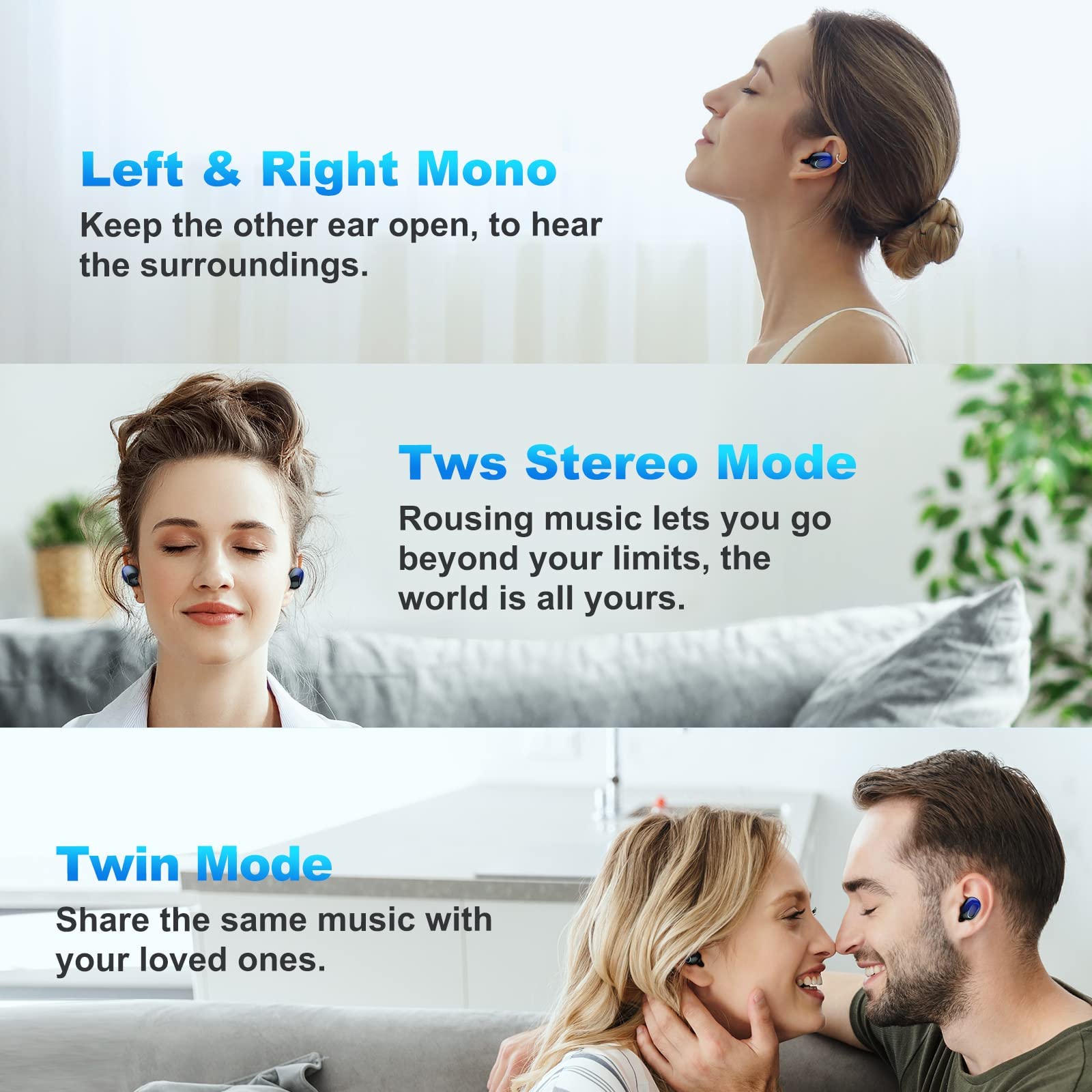 Foto 8 pulgar | Auriculares Bluetooth Kinganda True Wireless Auriculares Azules - Venta Internacional