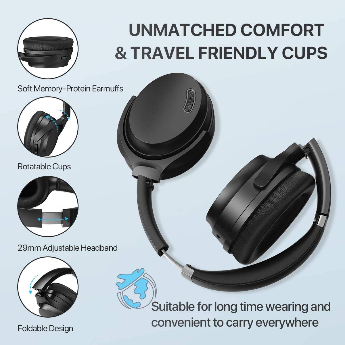 Foto 6 pulgar | Auriculares Hroeenoi JZ02 Negros Bluetooth 5.0 Anc 40h Playtime - Venta Internacional