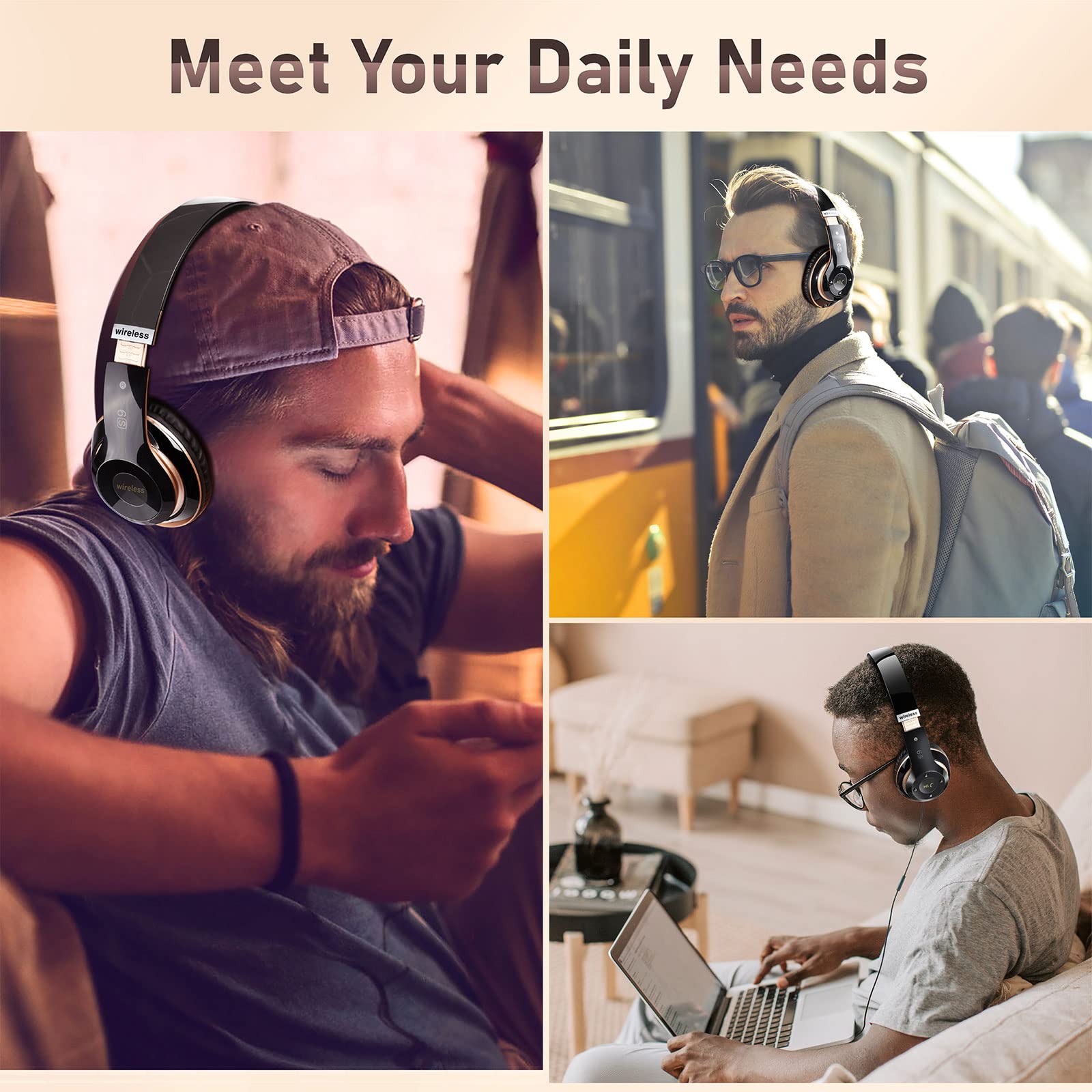 Foto 8 pulgar | Auriculares Inalámbricos Falebare Negros 6S Over Ear Bluetooth 5.0 - Venta Internacional