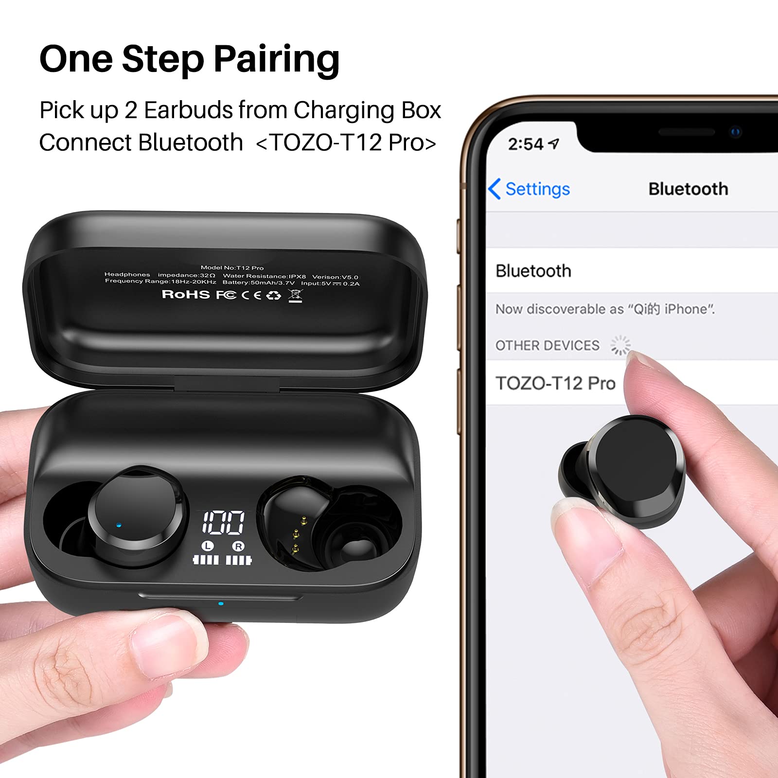 Foto 3 pulgar | Auriculares Inalámbricos Tozo T12 Pro Bluetooth color Negros - Venta Internacional