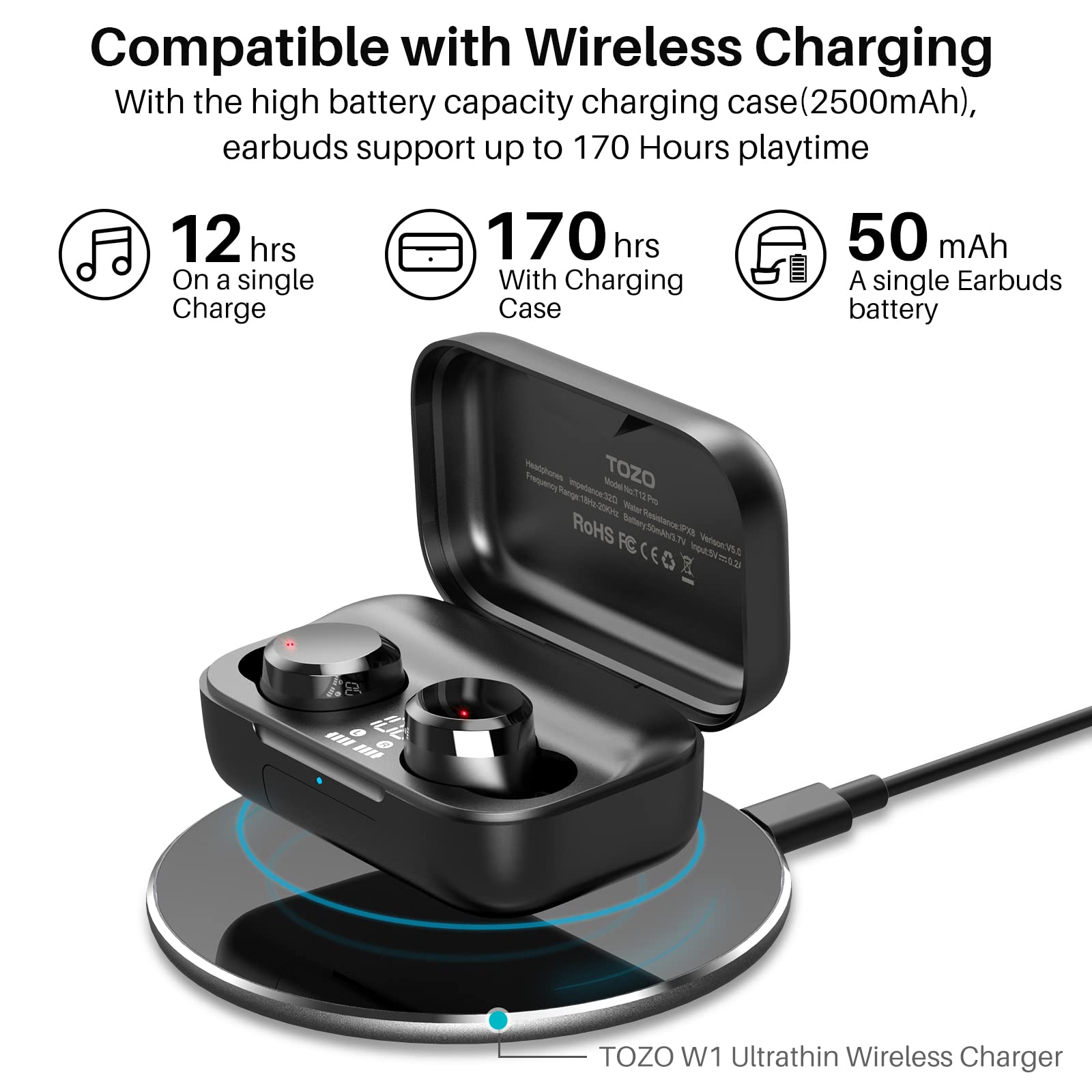 Foto 6 pulgar | Auriculares Inalámbricos Tozo T12 Pro Bluetooth color Negros - Venta Internacional