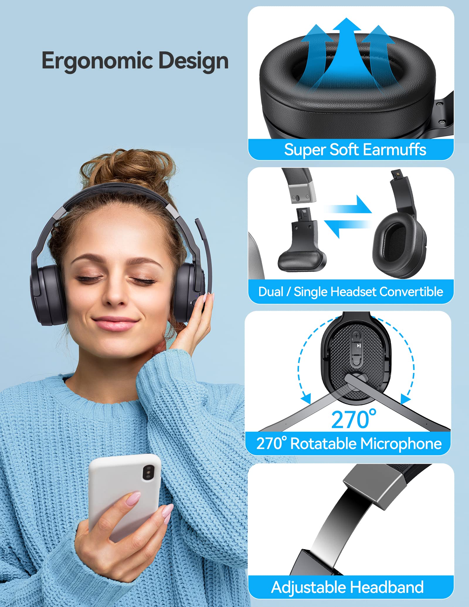 Foto 4 pulgar | Auriculares Bluetooth Trucker Tecknet de Una o Dos Orejas - Venta Internacional