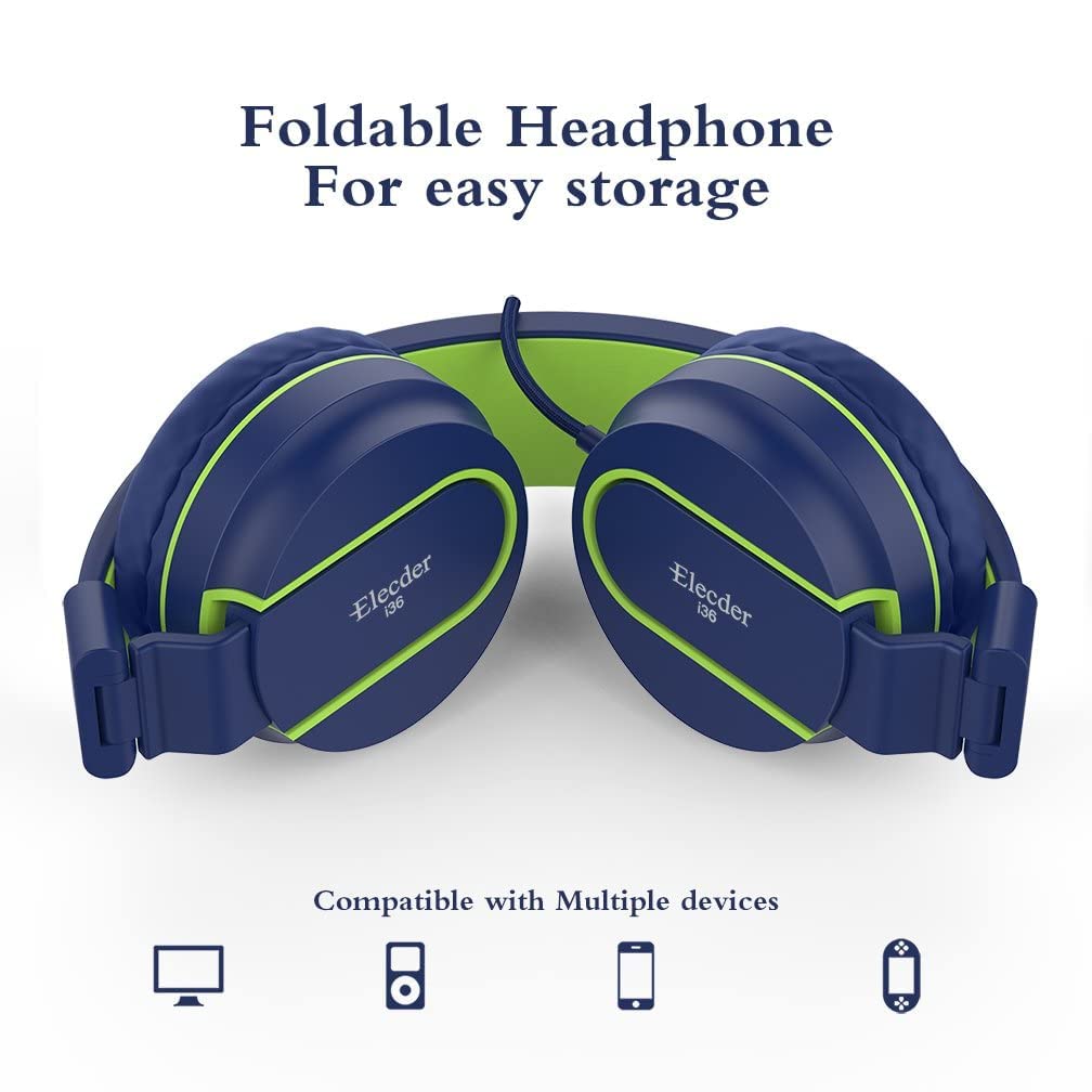 Foto 4 pulgar | Auriculares Elecder I36 Plegables en la Oreja Azul y Verde para Niños - Venta Internacional