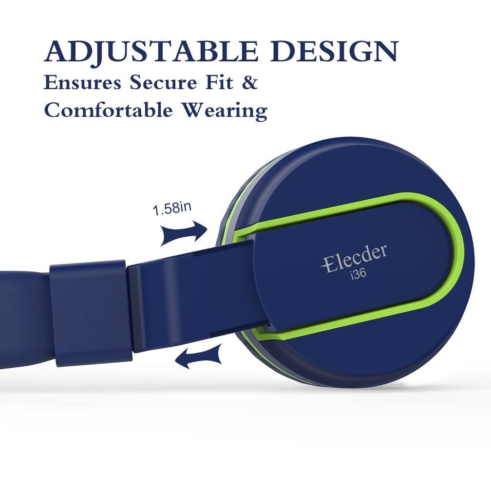 Foto 5 pulgar | Auriculares Elecder I36 Plegables en la Oreja Azul y Verde para Niños - Venta Internacional