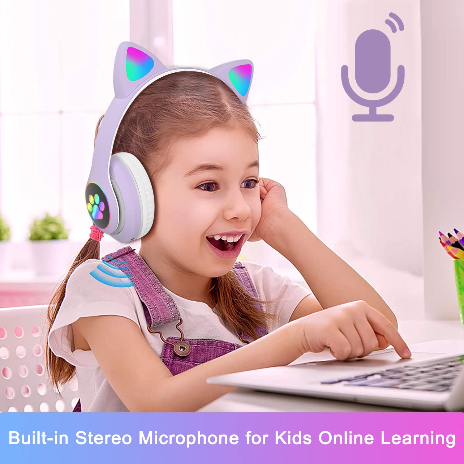 Foto 4 pulgar | Auriculares Supraaurales Inalámbricos Tokani Cat Ear con Micrófono Bluetooth - Venta Internacional
