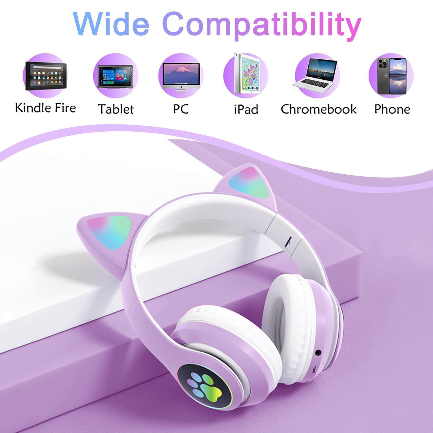Foto 5 pulgar | Auriculares Supraaurales Inalámbricos Tokani Cat Ear con Micrófono Bluetooth - Venta Internacional