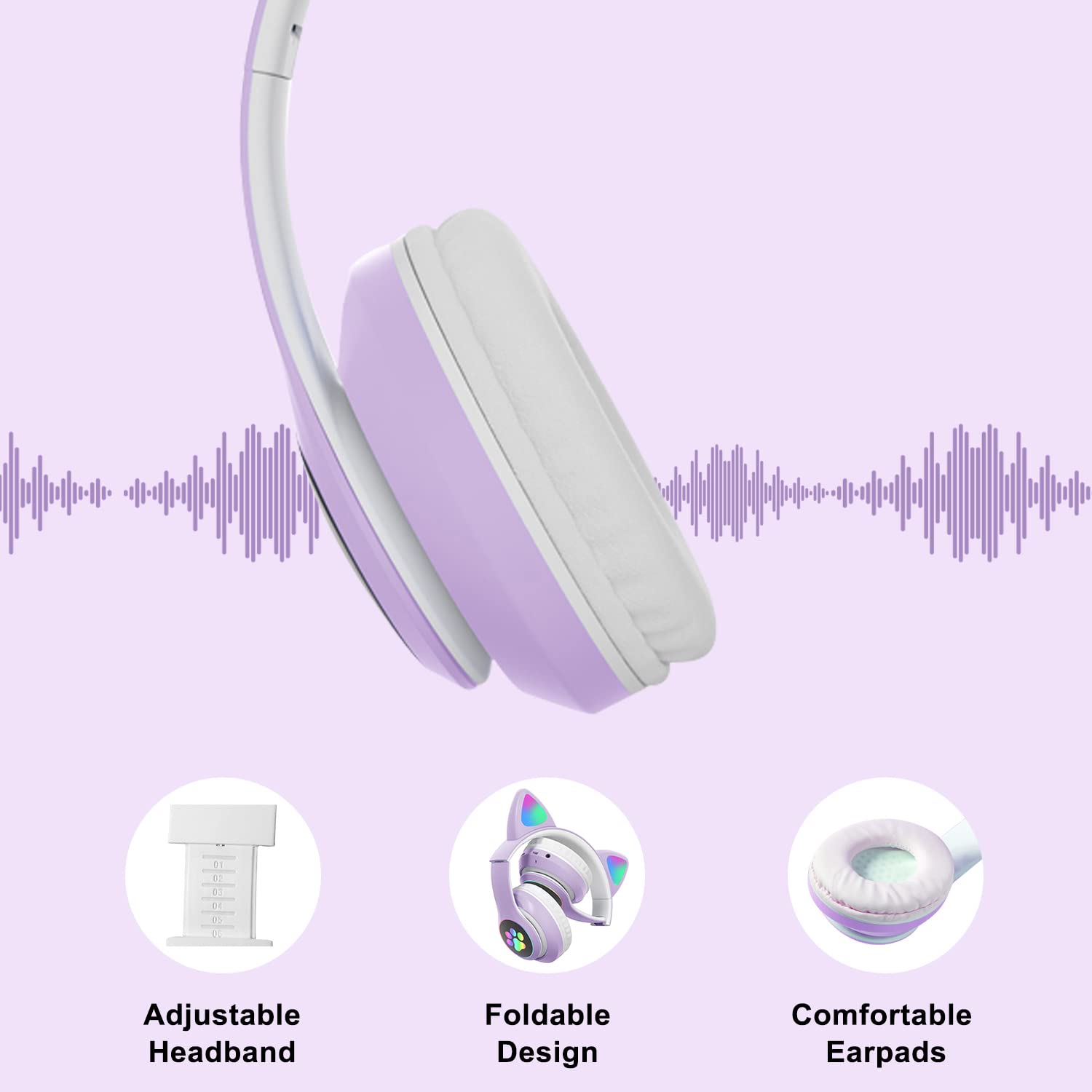 Foto 6 pulgar | Auriculares Supraaurales Inalámbricos Tokani Cat Ear con Micrófono Bluetooth - Venta Internacional