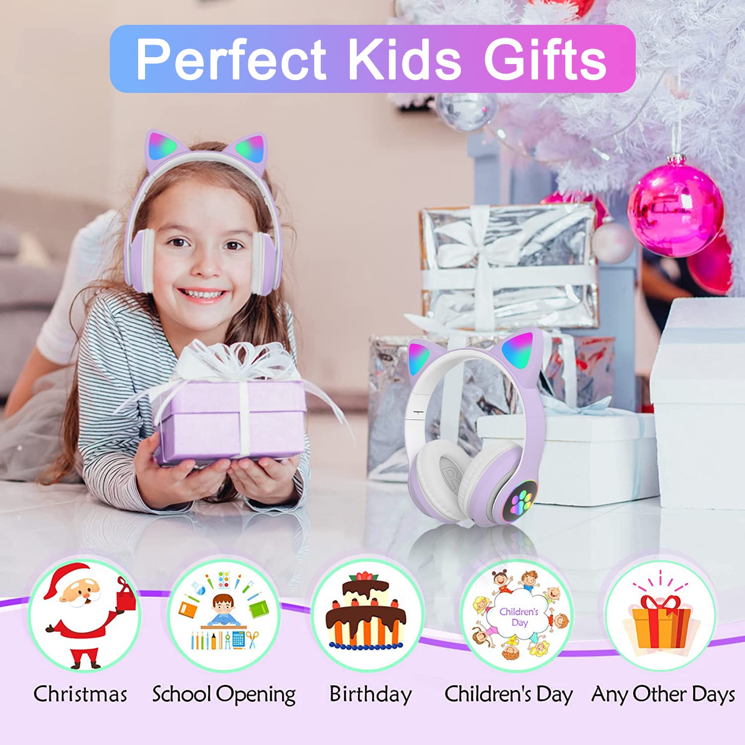 Foto 8 pulgar | Auriculares Supraaurales Inalámbricos Tokani Cat Ear con Micrófono Bluetooth - Venta Internacional