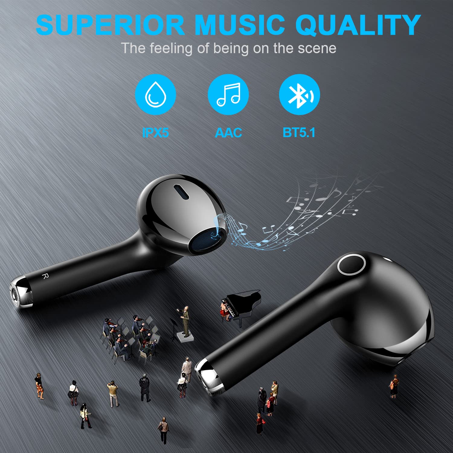 Foto 4 pulgar | Audífonos True Wireless Yobola Negros con Bluetooth-Venta Internacional