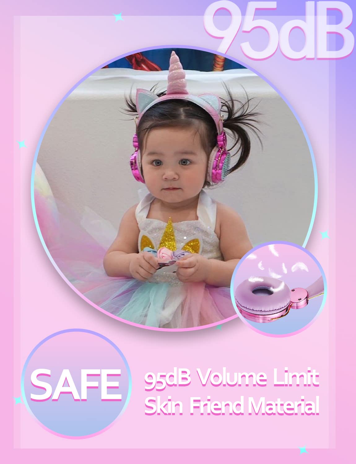 Foto 7 pulgar | Auriculares Charlxee Kids Unicorns Con Micrófono, Volumen Limitado 95d - Venta Internacional.