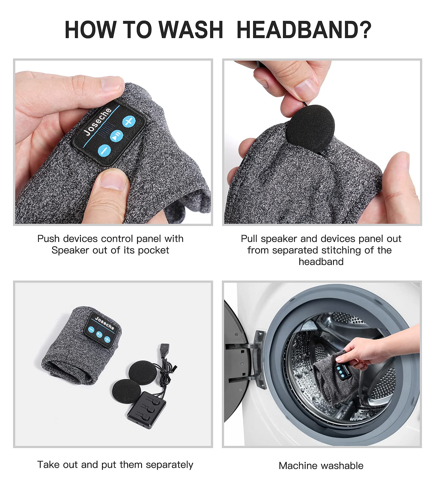 Foto 8 pulgar | Auriculares Bluetooth Con Diadema Para Dormir Joseche Ajustables - Venta Internacional.