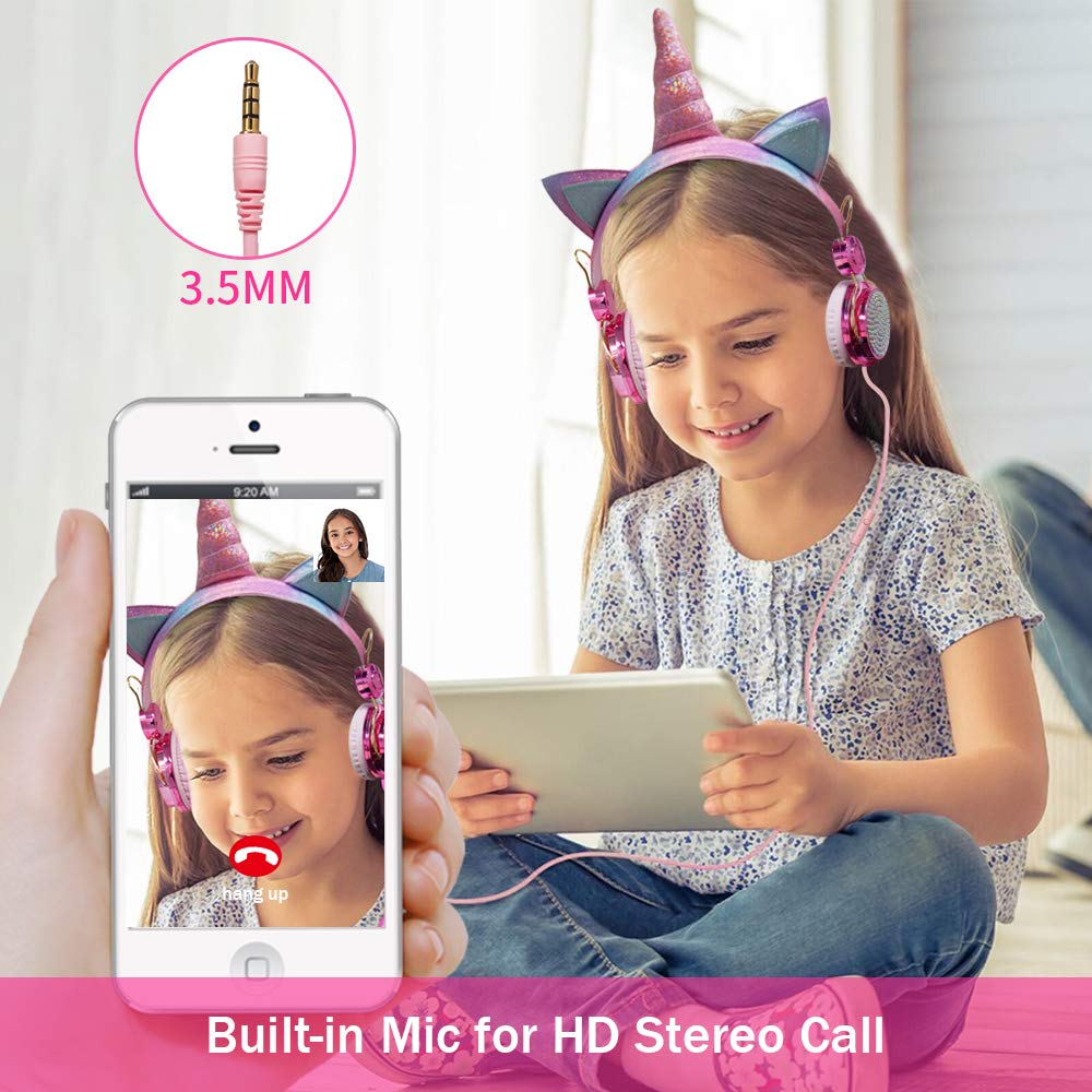 Foto 5 pulgar | Auriculares Tcjj Unicorn Kids Para Niñas Y Adolescentes Con Micrófono - Venta Internacional.