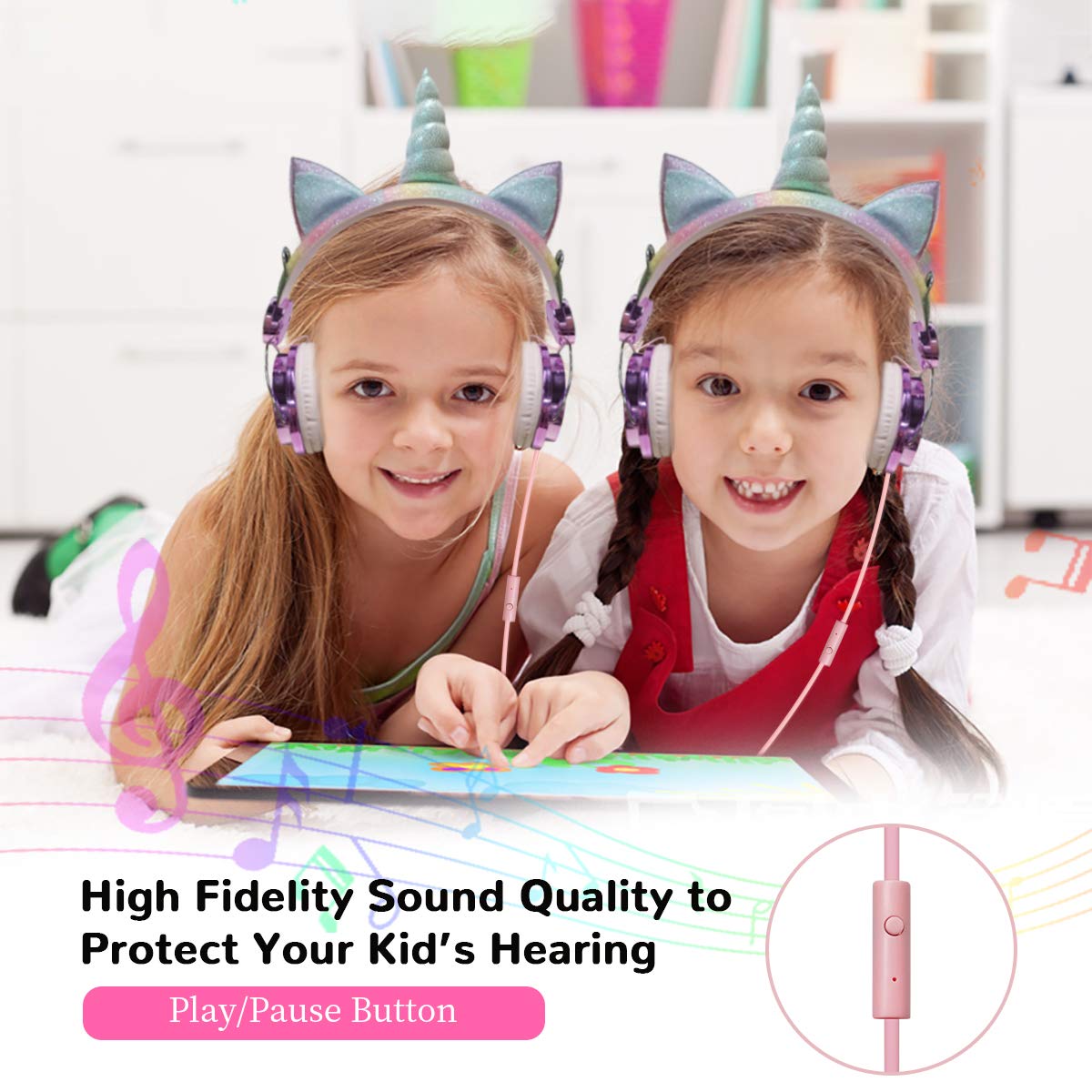 Foto 7 pulgar | Auriculares Tcjj Unicorn Kids Para Niñas Y Adolescentes Con Micrófono - Venta Internacional.